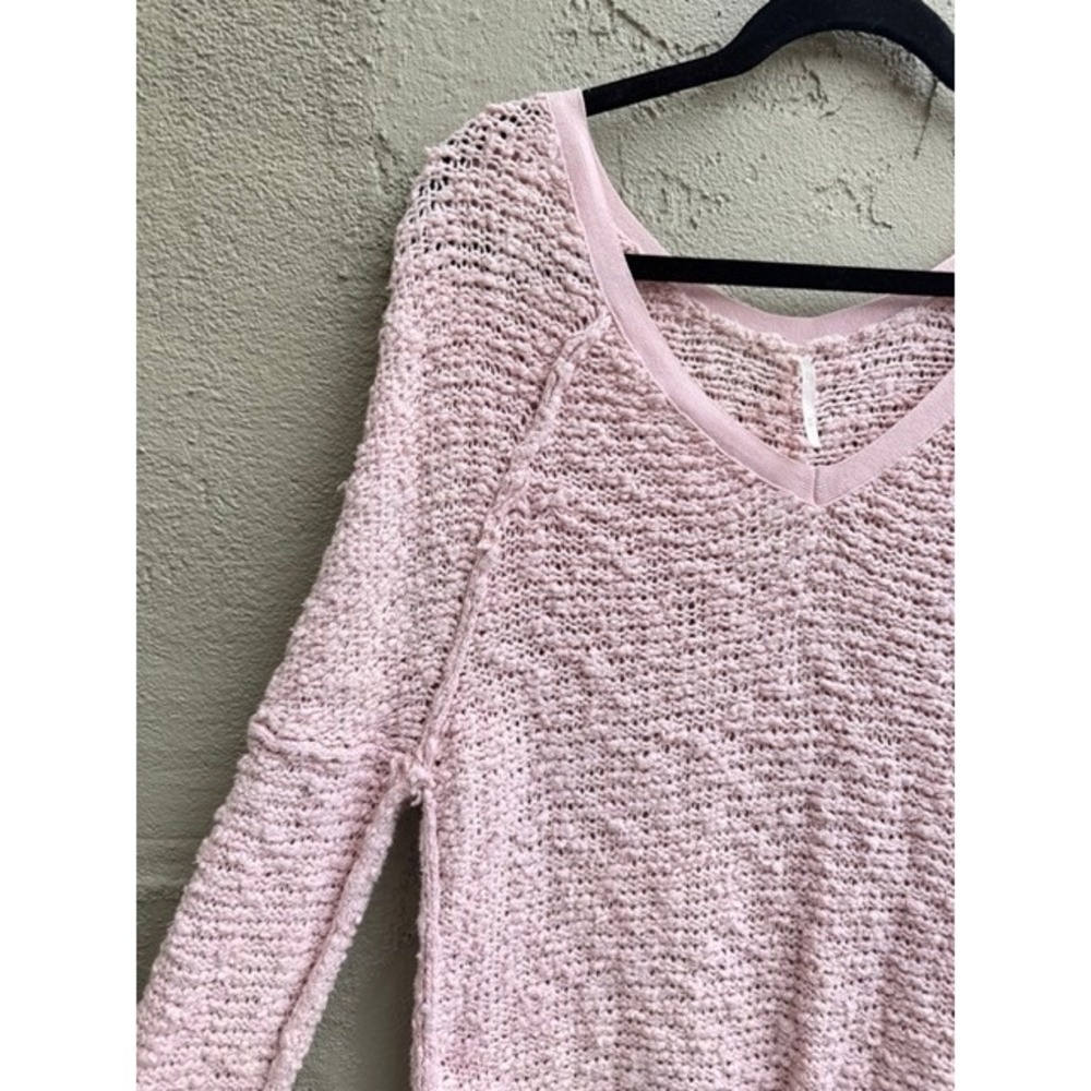 Free People Womens Pink Pastel Slouchy Oversized Sweater MEDIUM Coquette Soft - Picture 3 of 9